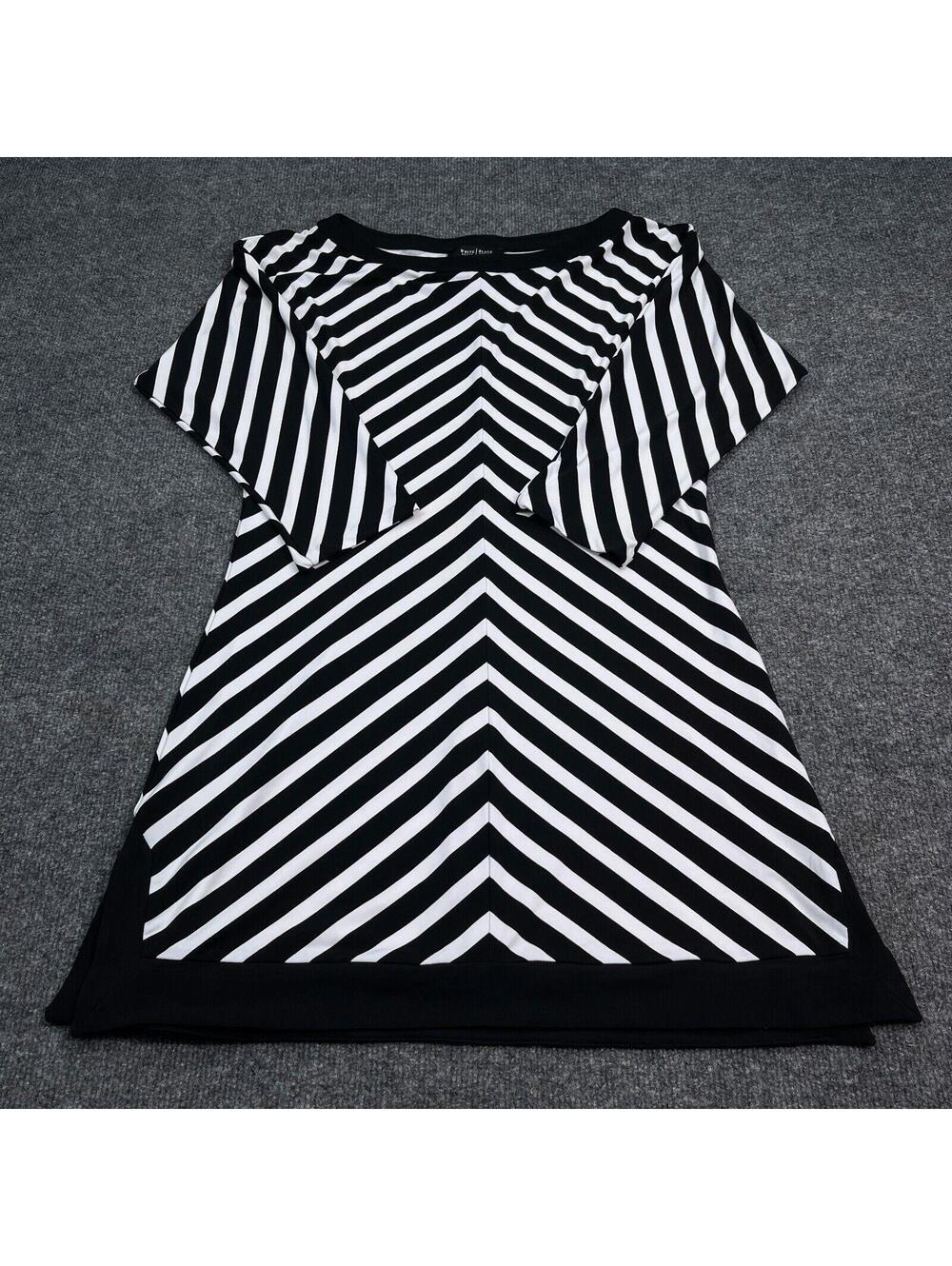 White House Black Market Midi Formal Dress Womens Size Medium Striped 3/4 Sleeve